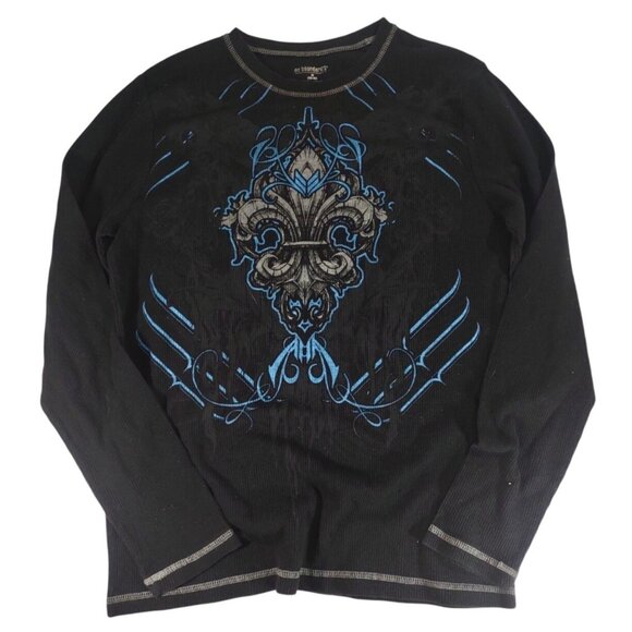 Y2K No Boundaries Shirt Mens M Cross Thermal Waffle Double Sided Grunge Pinkman - Picture 1 of 6